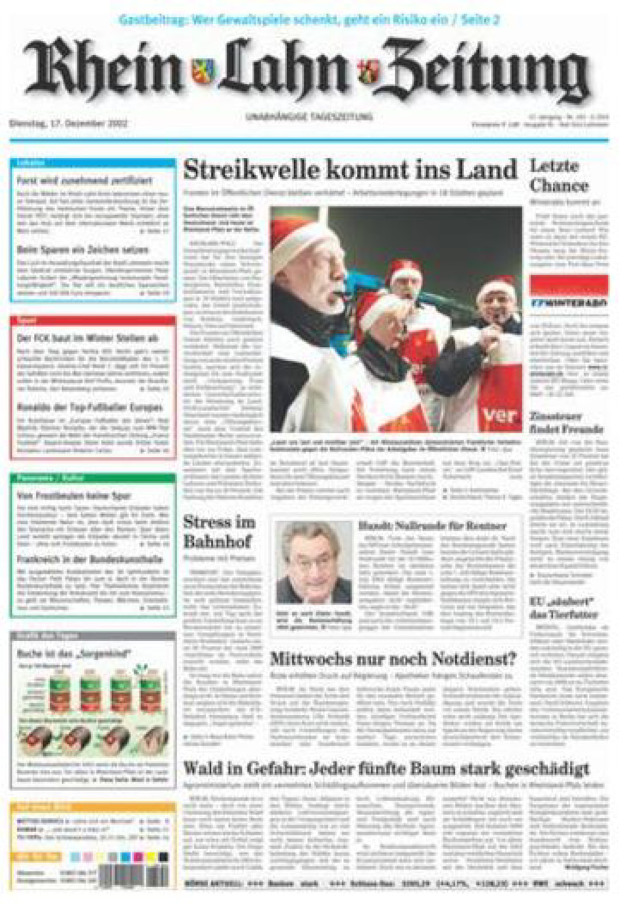Rhein-Lahn-Zeitung vom Dienstag, 17.12.2002