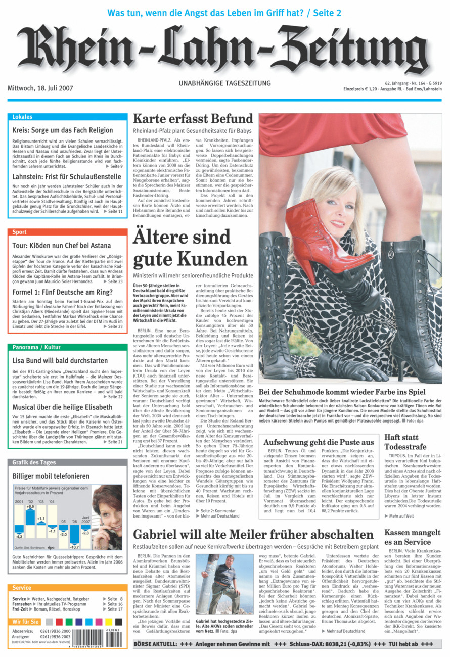 Rhein-Lahn-Zeitung vom Mittwoch, 18.07.2007