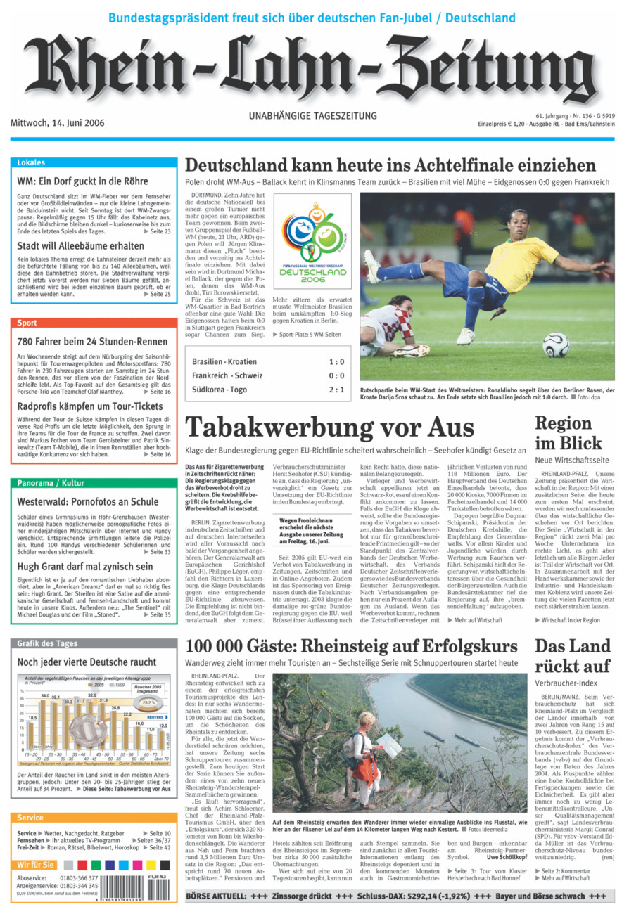 Rhein-Lahn-Zeitung vom Mittwoch, 14.06.2006