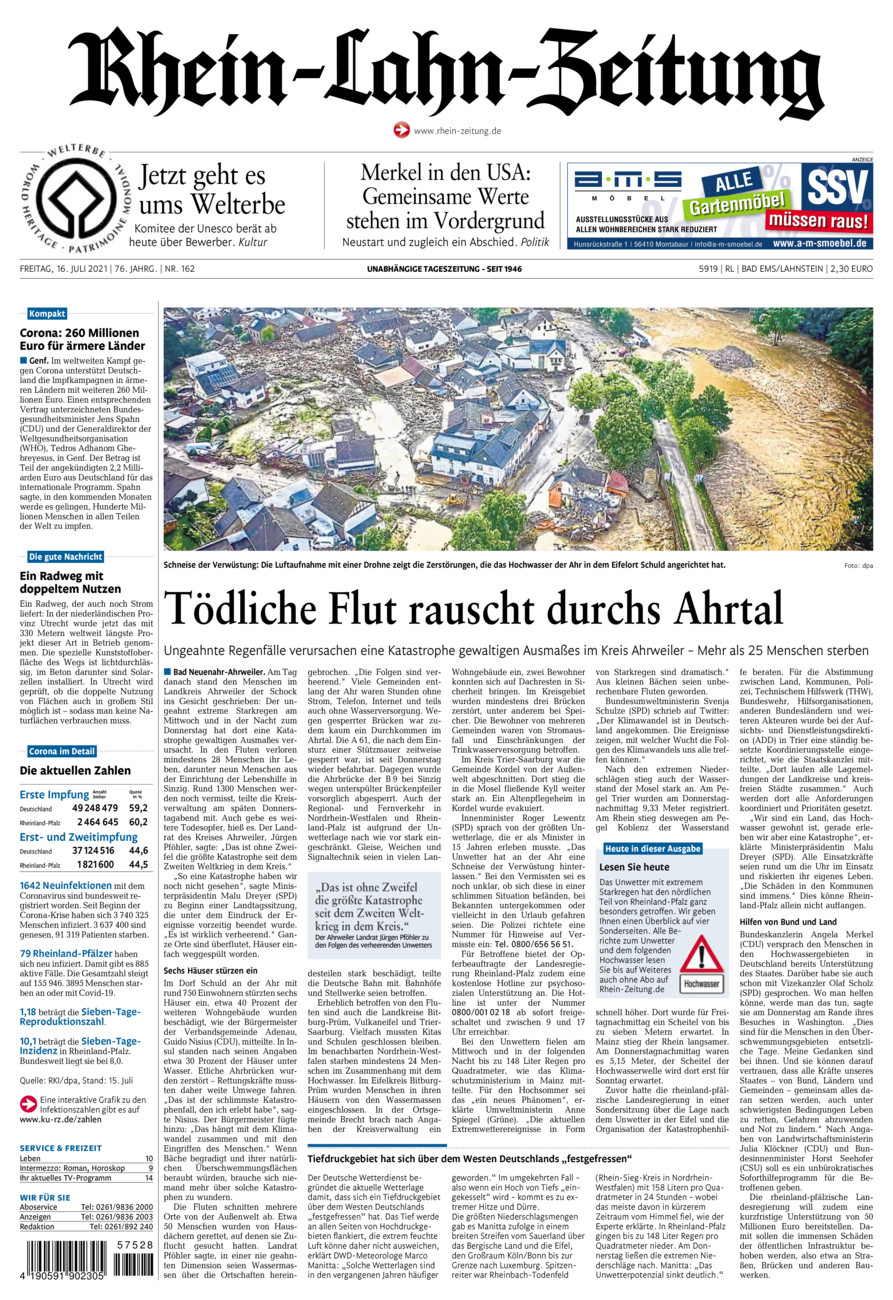 Rhein-Lahn-Zeitung vom Freitag, 16.07.2021