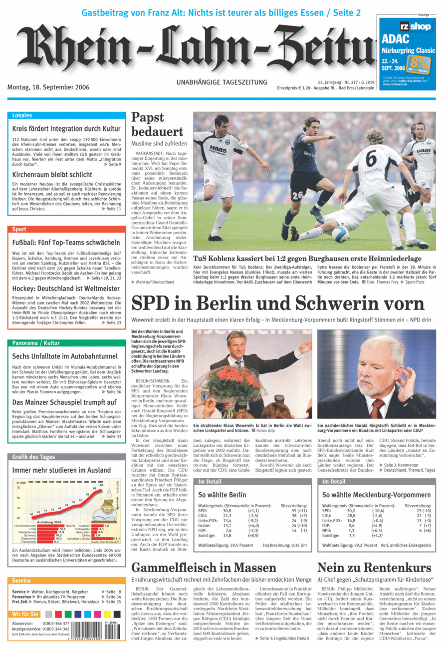 Rhein-Lahn-Zeitung vom Montag, 18.09.2006