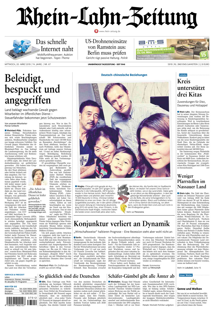 Rhein-Lahn-Zeitung vom Mittwoch, 20.03.2019