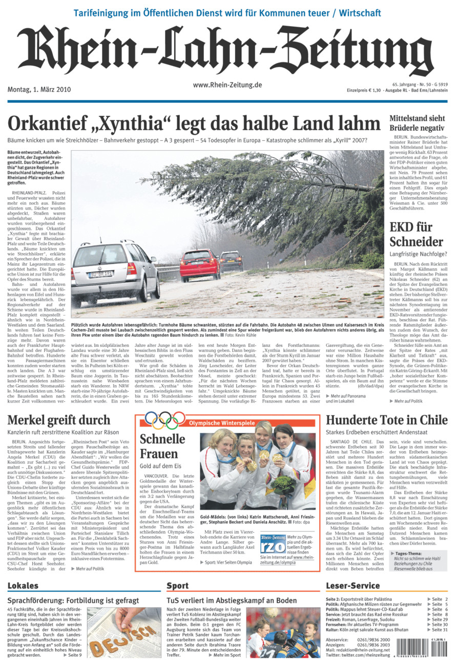 Rhein-Lahn-Zeitung vom Montag, 01.03.2010