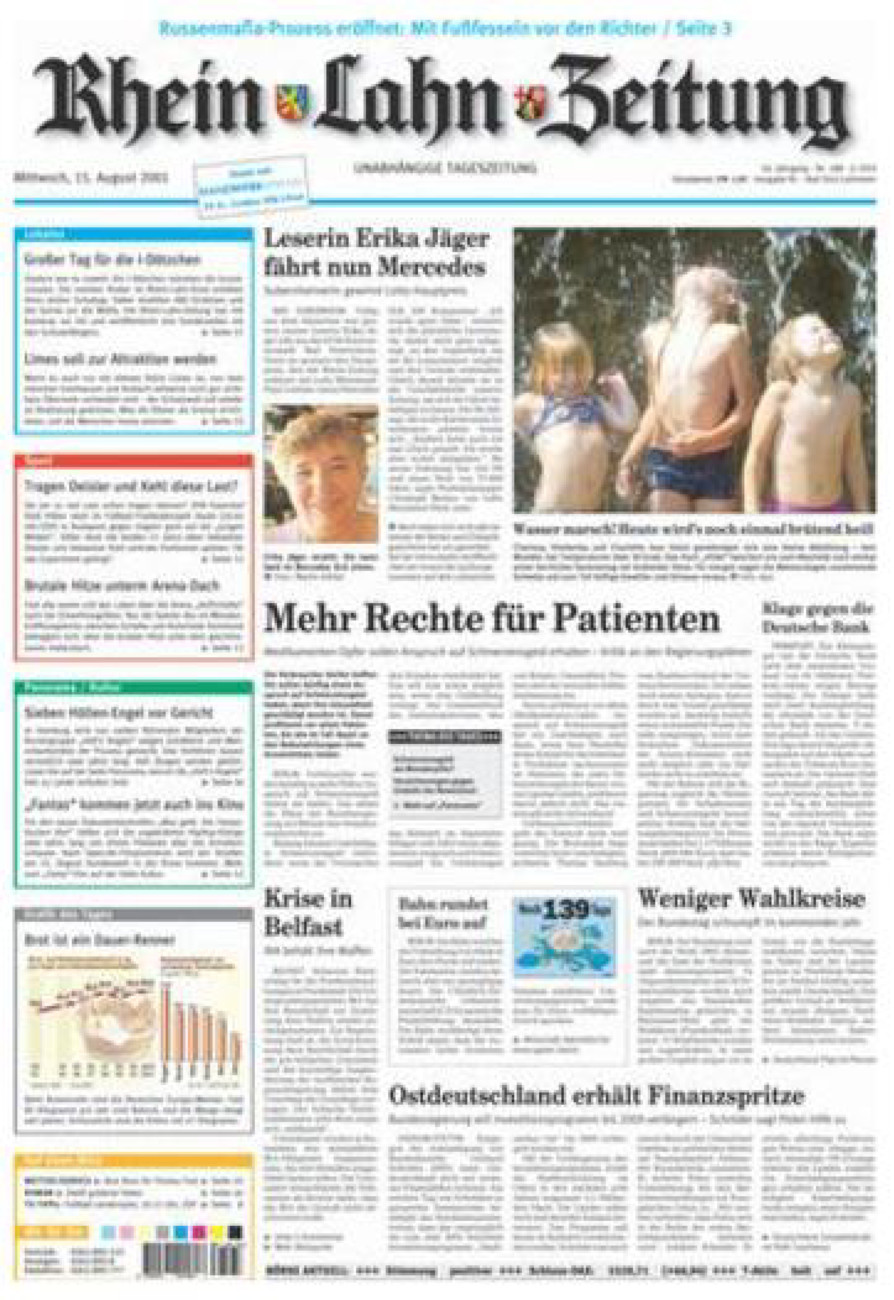 Rhein-Lahn-Zeitung vom Mittwoch, 15.08.2001