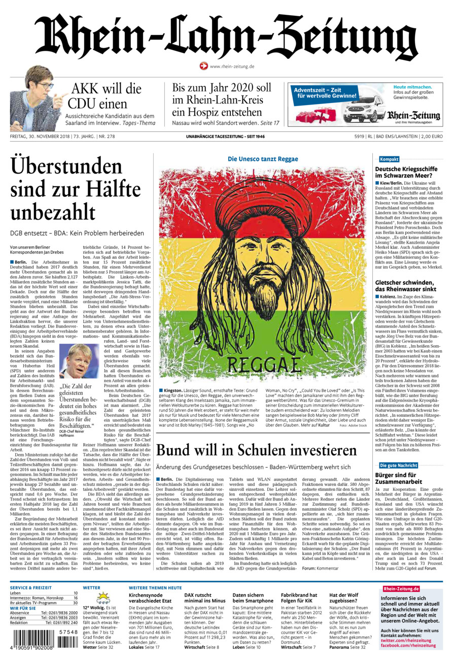 Rhein-Lahn-Zeitung vom Freitag, 30.11.2018