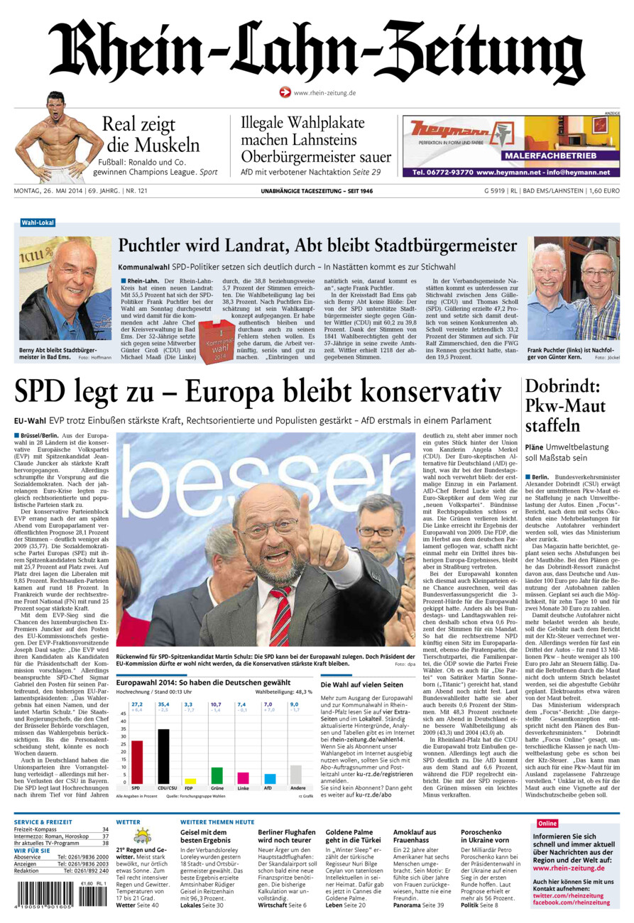 Rhein-Lahn-Zeitung vom Montag, 26.05.2014