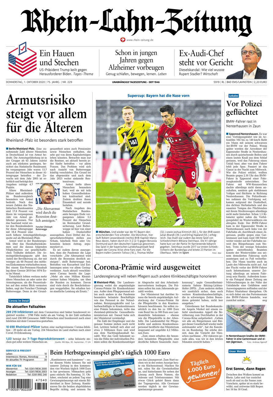Rhein-Lahn-Zeitung vom Donnerstag, 01.10.2020