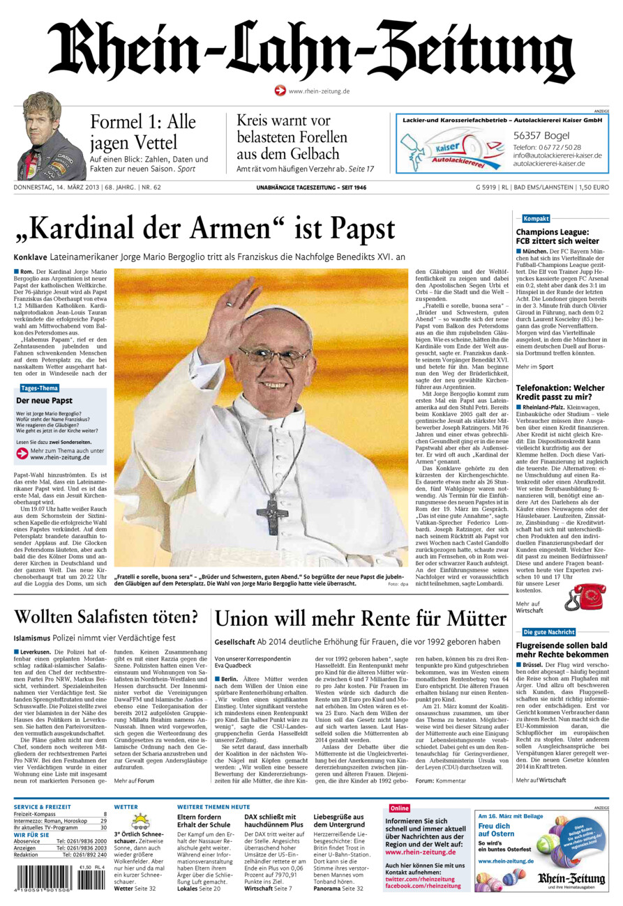 Rhein-Lahn-Zeitung vom Donnerstag, 14.03.2013