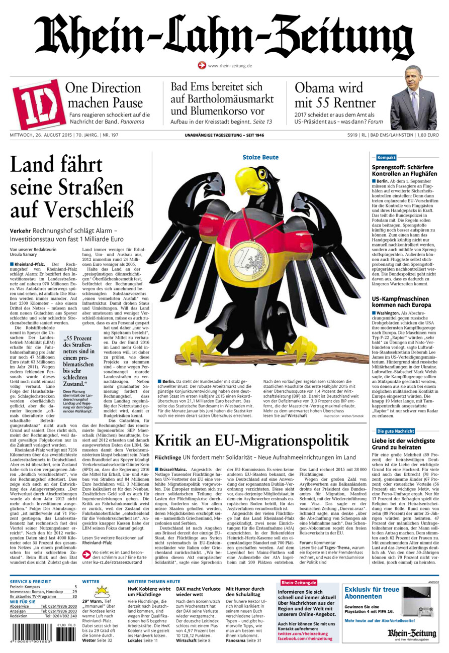 Rhein-Lahn-Zeitung vom Mittwoch, 26.08.2015