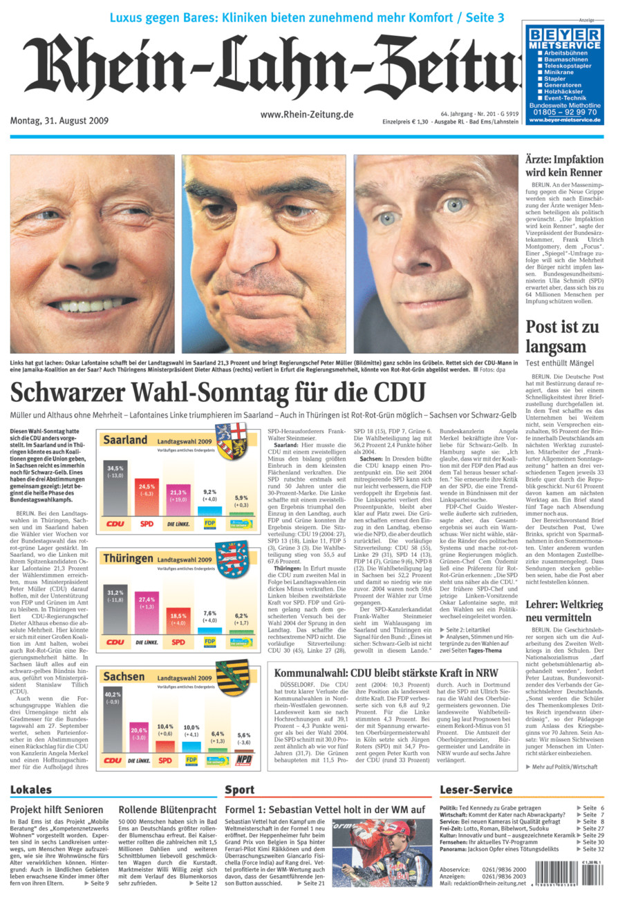 Rhein-Lahn-Zeitung vom Montag, 31.08.2009