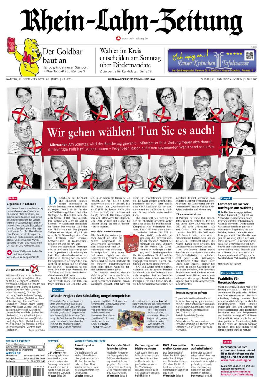 Rhein-Lahn-Zeitung vom Samstag, 21.09.2013