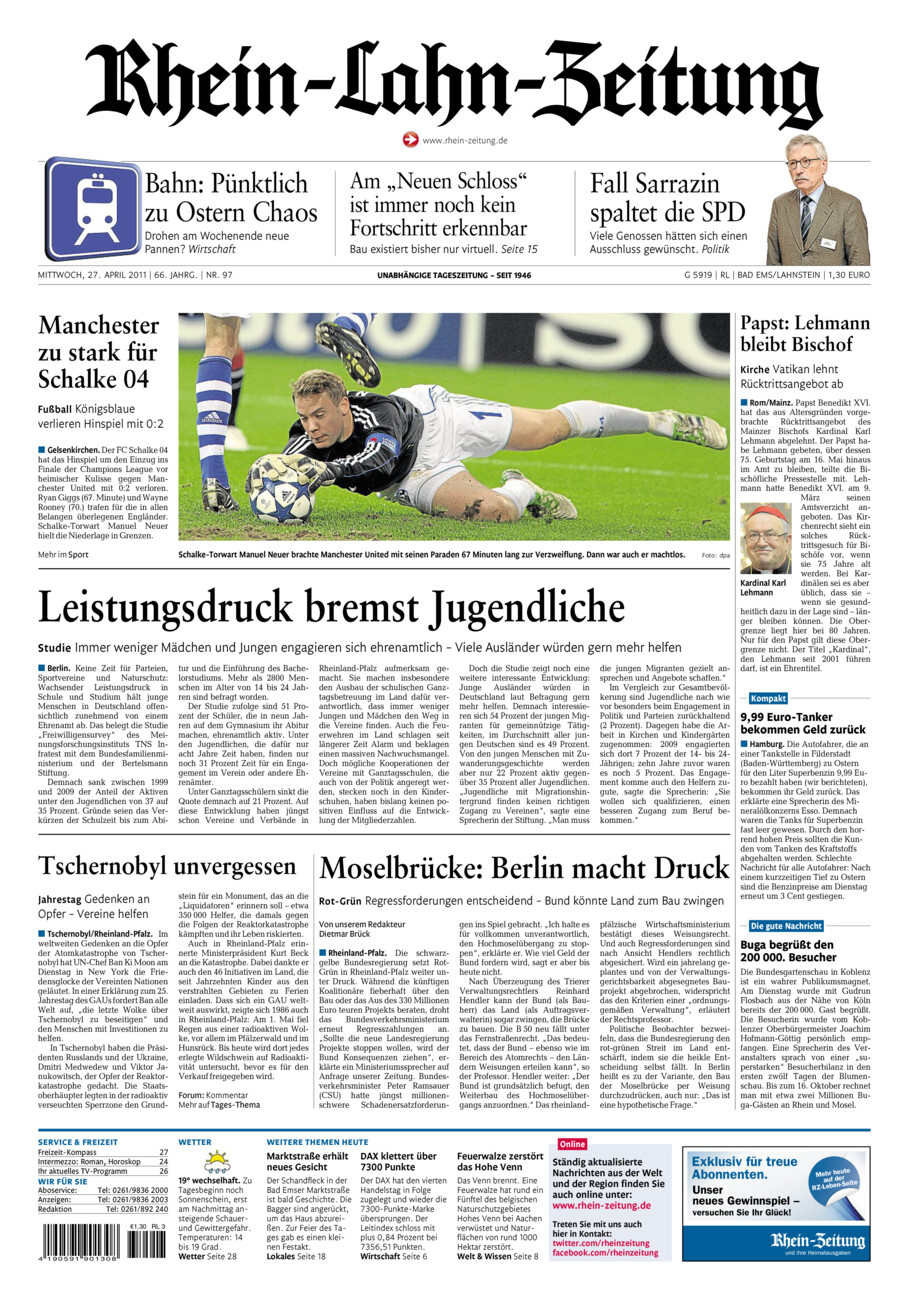 Rhein-Lahn-Zeitung vom Mittwoch, 27.04.2011