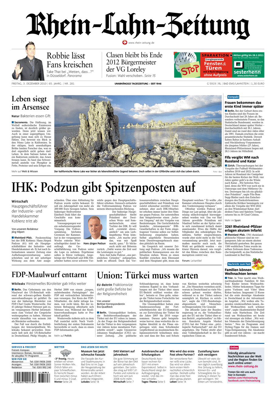 Rhein-Lahn-Zeitung vom Freitag, 03.12.2010