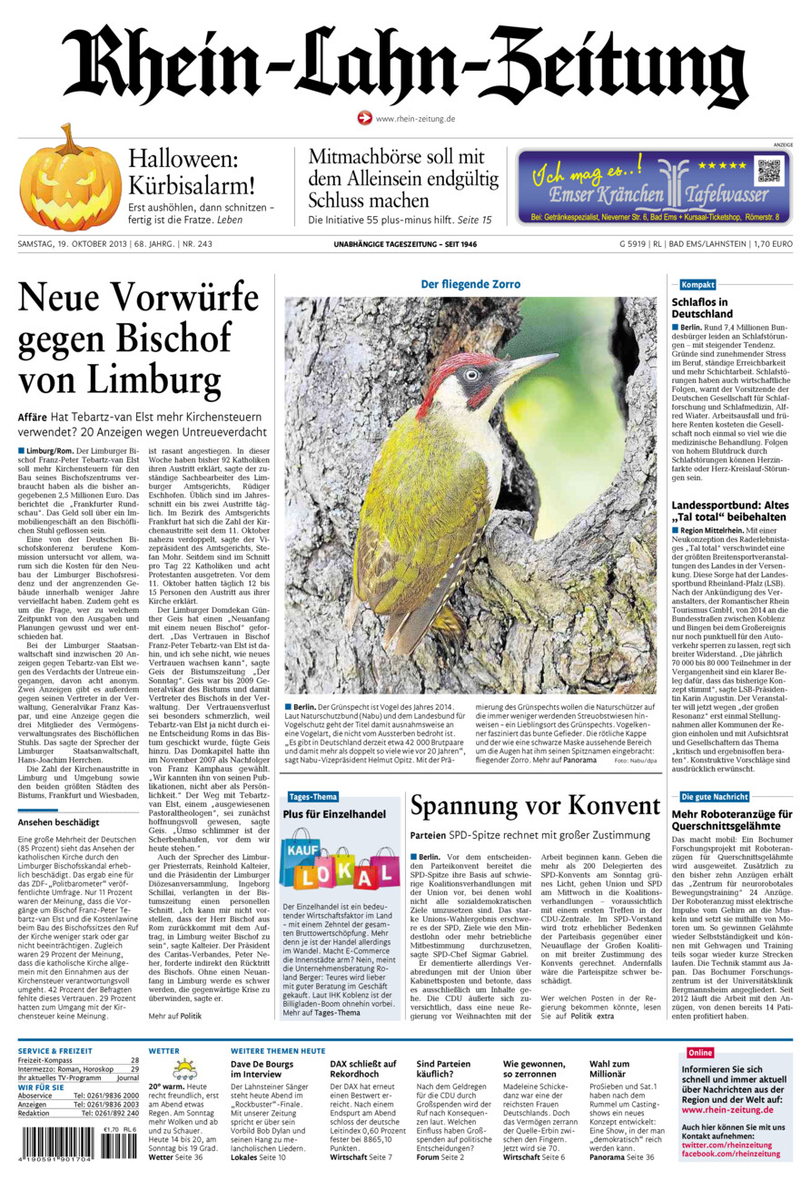 Rhein-Lahn-Zeitung vom Samstag, 19.10.2013