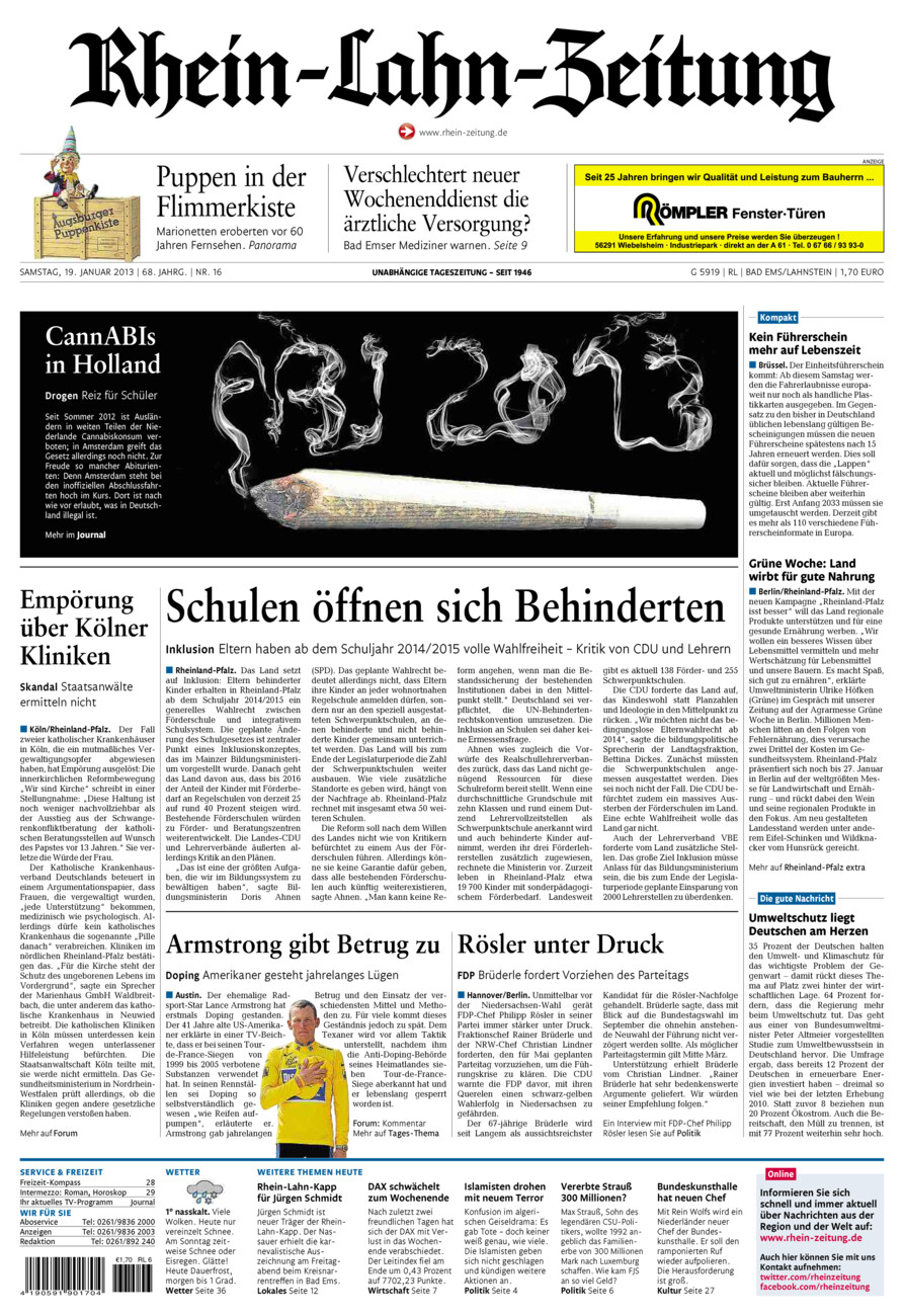 Rhein-Lahn-Zeitung vom Samstag, 19.01.2013