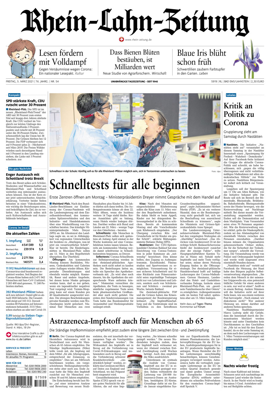 Rhein-Lahn-Zeitung vom Freitag, 05.03.2021
