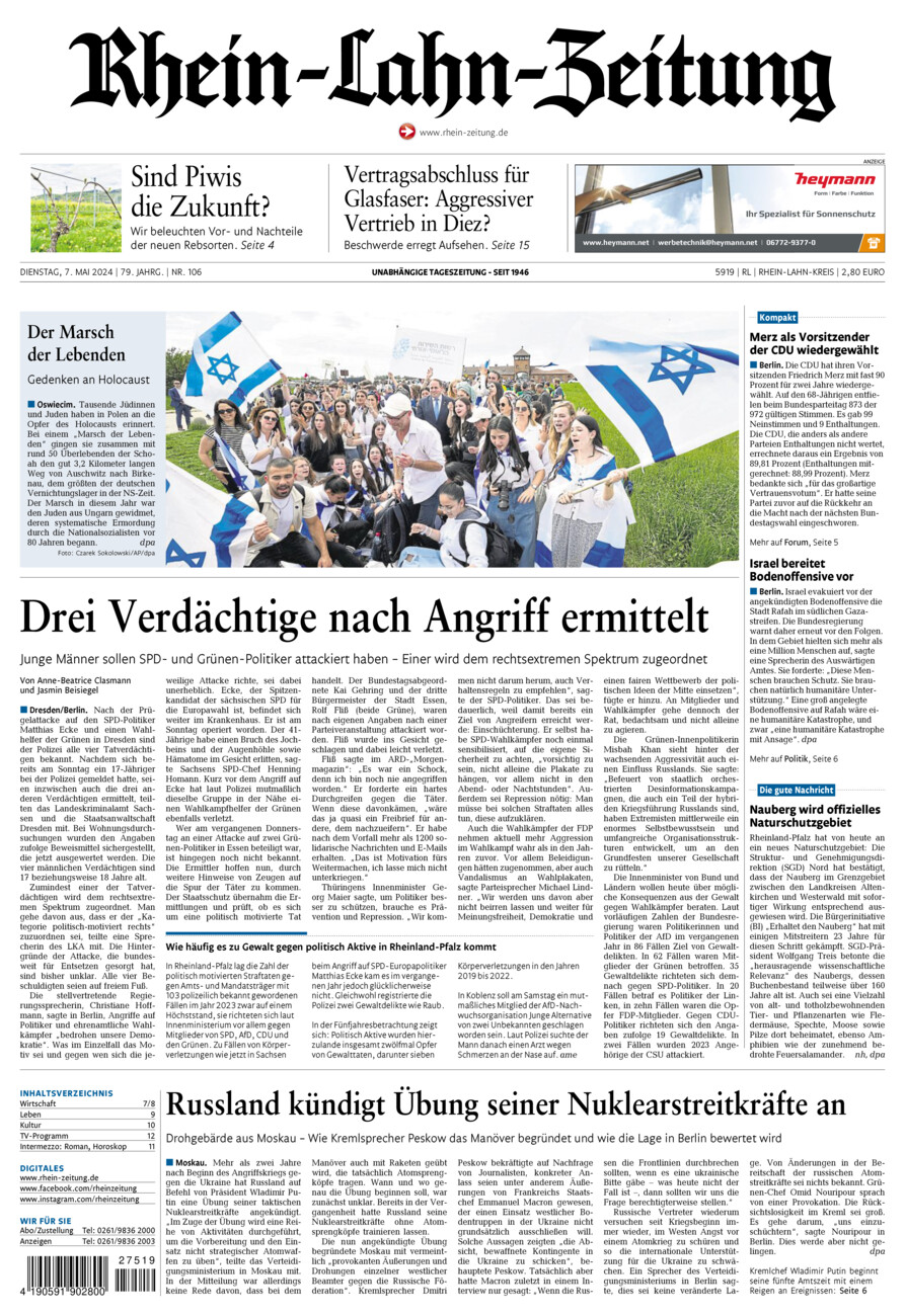 Rhein-Lahn-Zeitung vom Dienstag, 07.05.2024