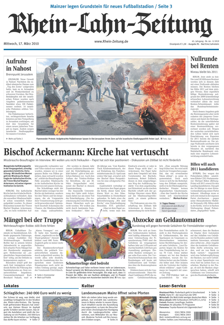 Rhein-Lahn-Zeitung vom Mittwoch, 17.03.2010