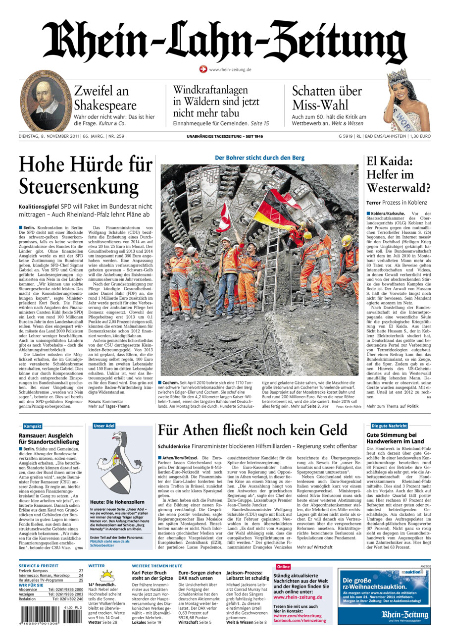 Rhein-Lahn-Zeitung vom Dienstag, 08.11.2011