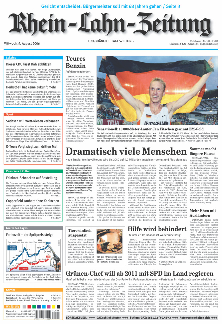 Rhein-Lahn-Zeitung vom Mittwoch, 09.08.2006