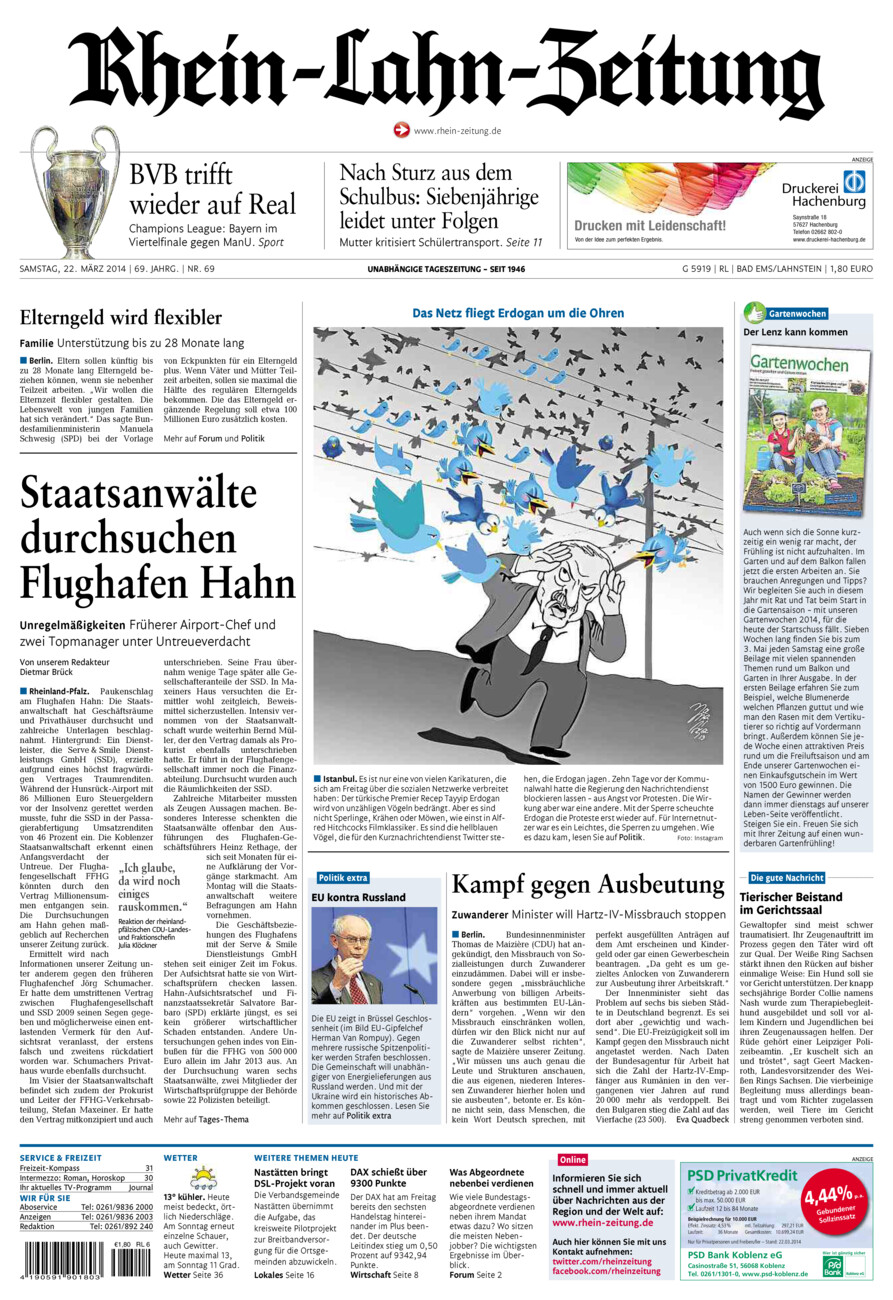 Rhein-Lahn-Zeitung vom Samstag, 22.03.2014