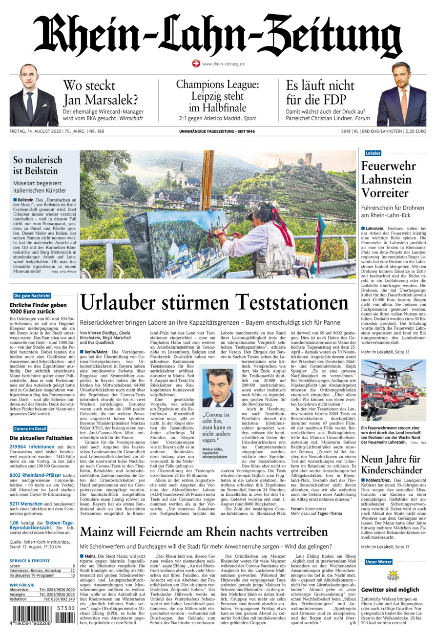 Rhein-Lahn-Zeitung vom Freitag, 14.08.2020