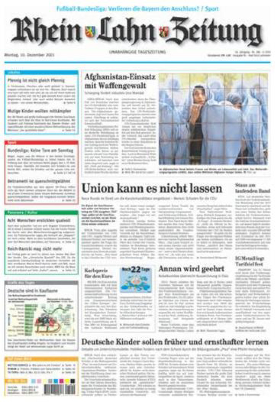 Rhein-Lahn-Zeitung vom Montag, 10.12.2001