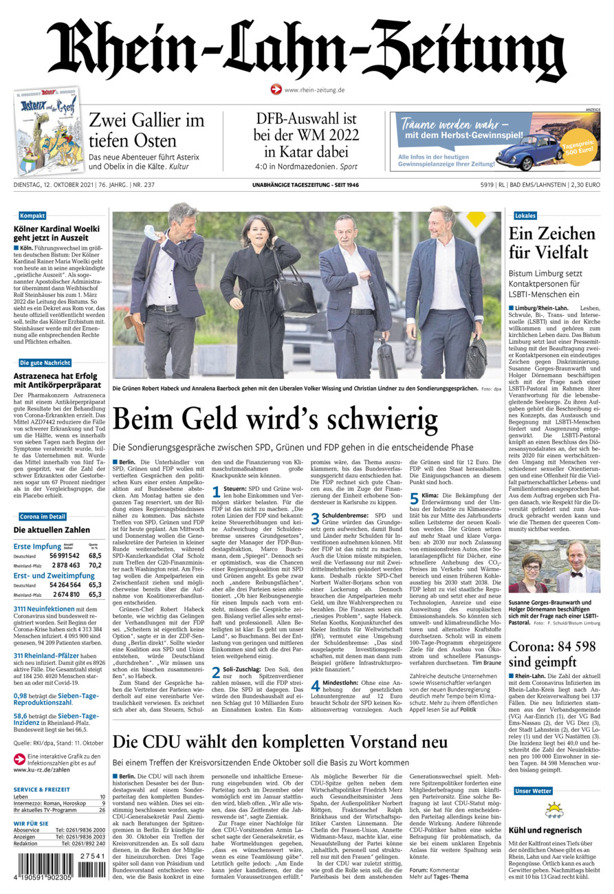 Rhein-Lahn-Zeitung vom Dienstag, 12.10.2021