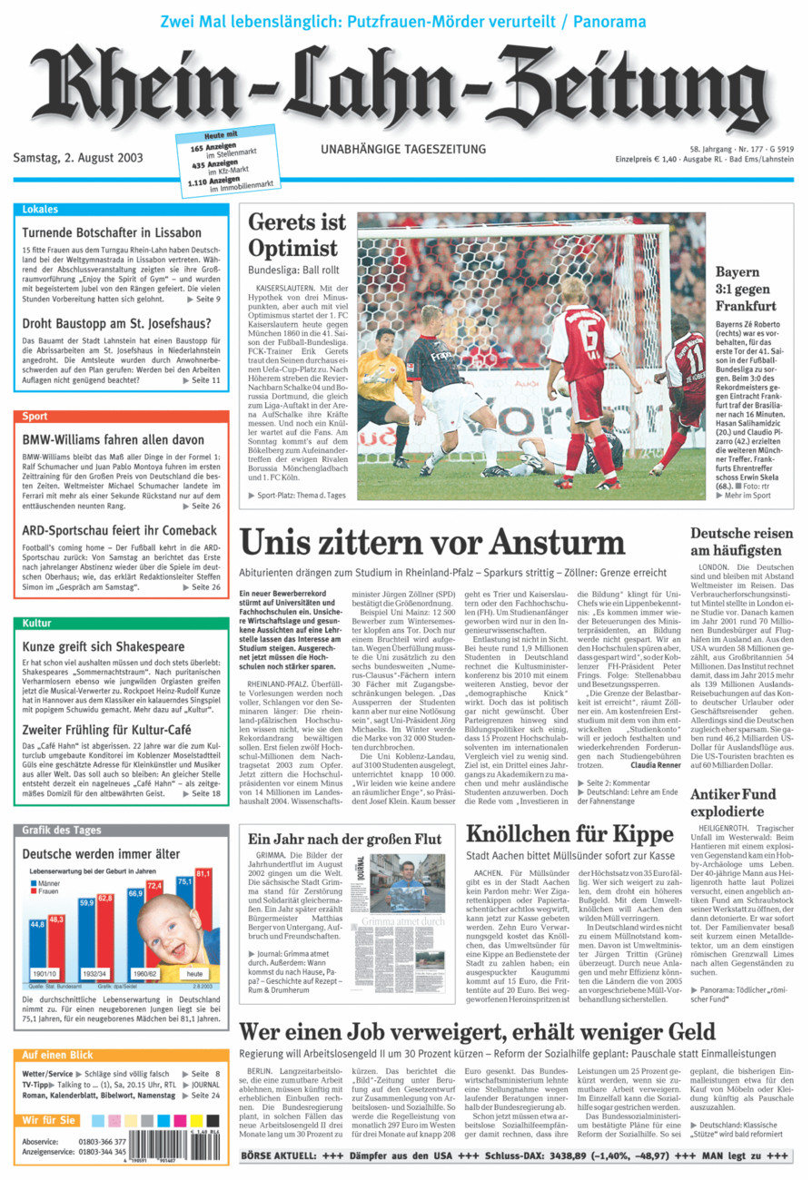 Rhein-Lahn-Zeitung vom Samstag, 02.08.2003