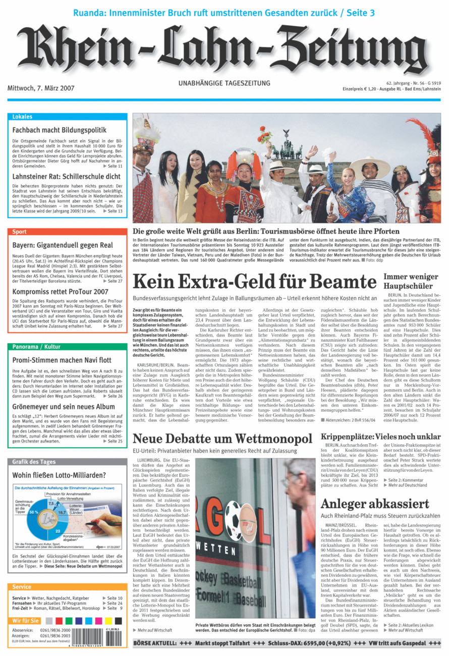 Rhein-Lahn-Zeitung vom Mittwoch, 07.03.2007