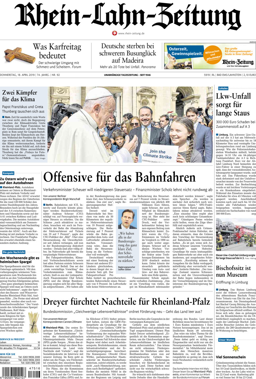 Rhein-Lahn-Zeitung vom Donnerstag, 18.04.2019