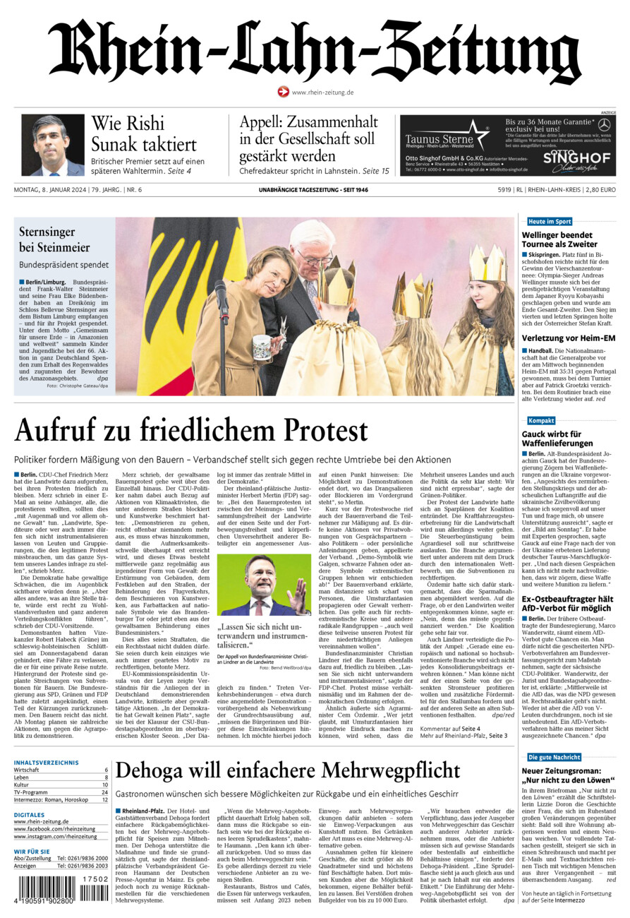 Rhein-Lahn-Zeitung vom Montag, 08.01.2024