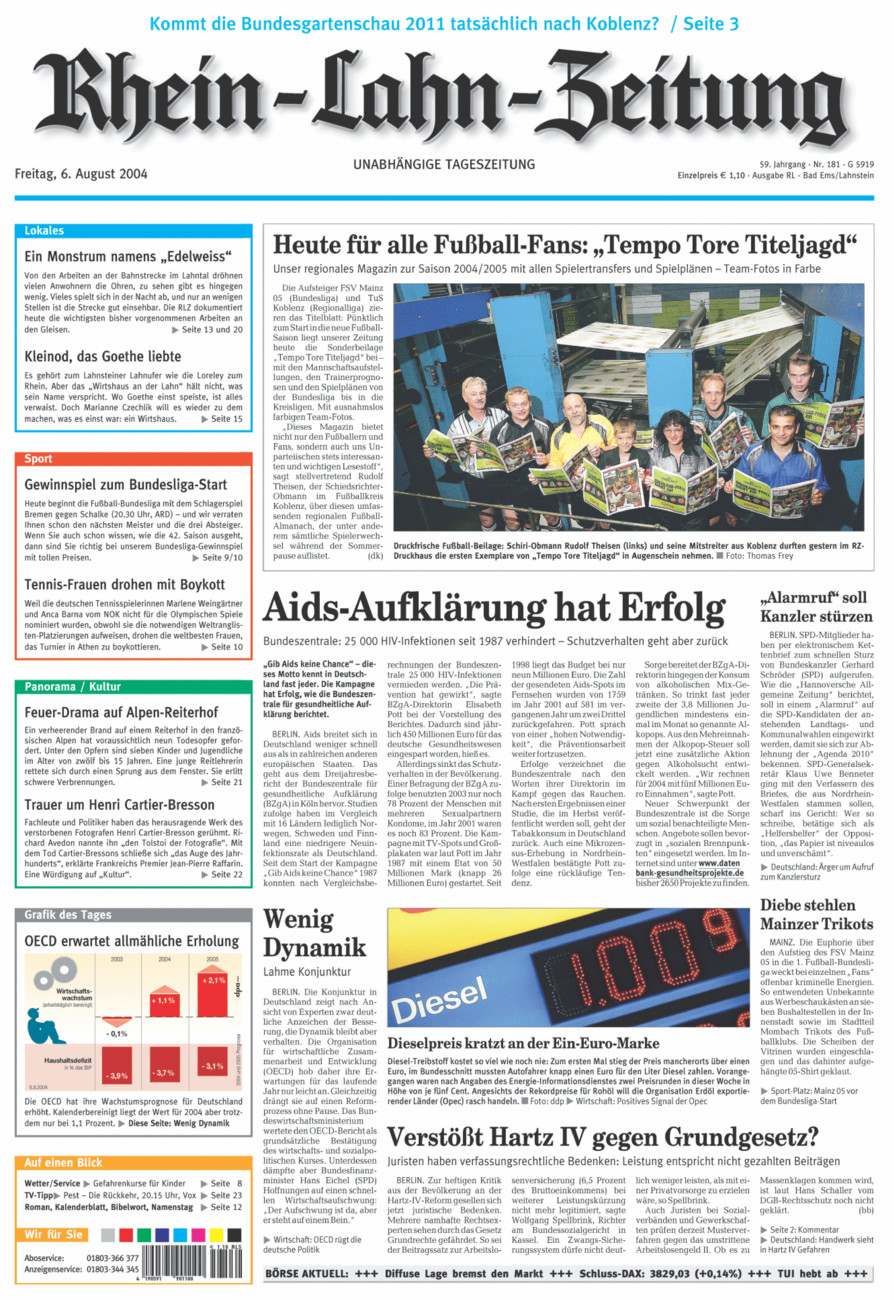 Rhein-Lahn-Zeitung vom Freitag, 06.08.2004