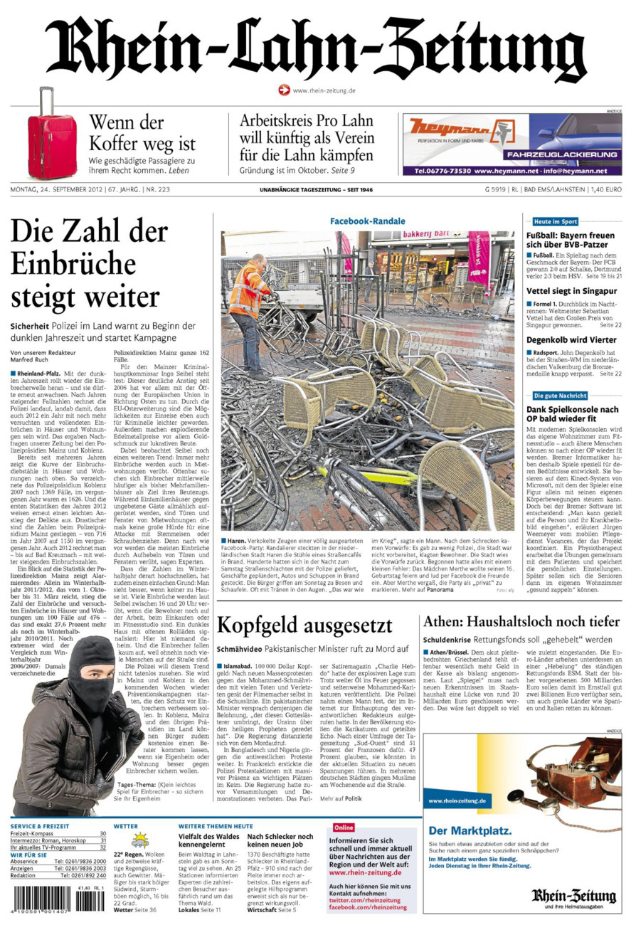 Rhein-Lahn-Zeitung vom Montag, 24.09.2012