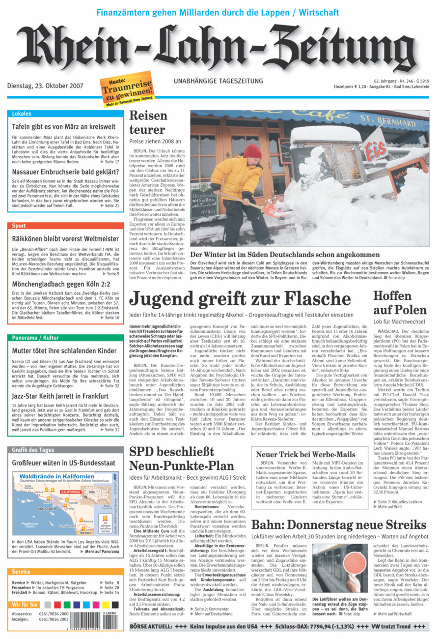 Rhein-Lahn-Zeitung vom Dienstag, 23.10.2007