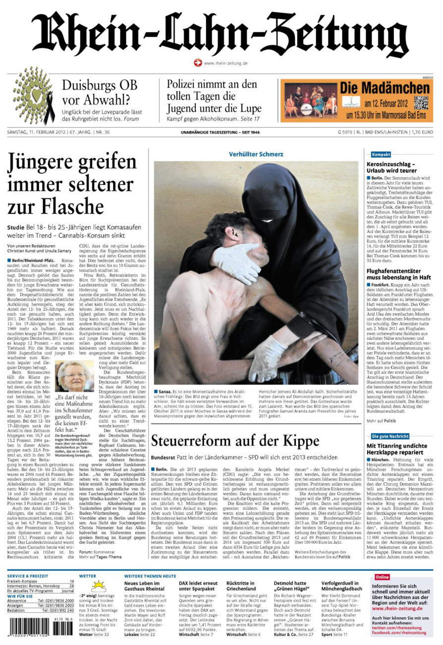 Rhein-Lahn-Zeitung vom Samstag, 11.02.2012