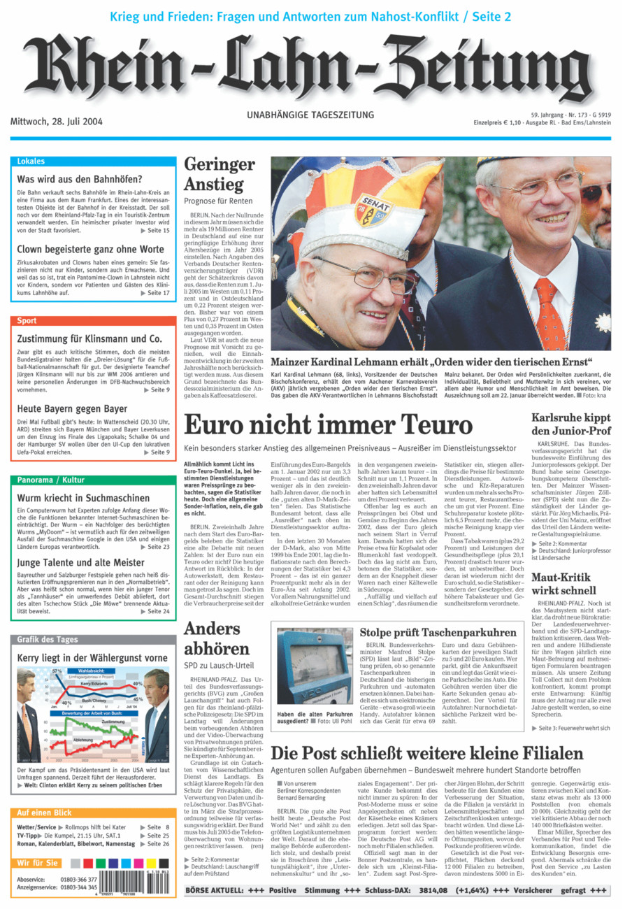 Rhein-Lahn-Zeitung vom Mittwoch, 28.07.2004