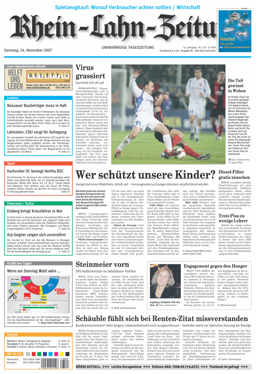 Rhein-Lahn-Zeitung vom Samstag, 24.11.2007