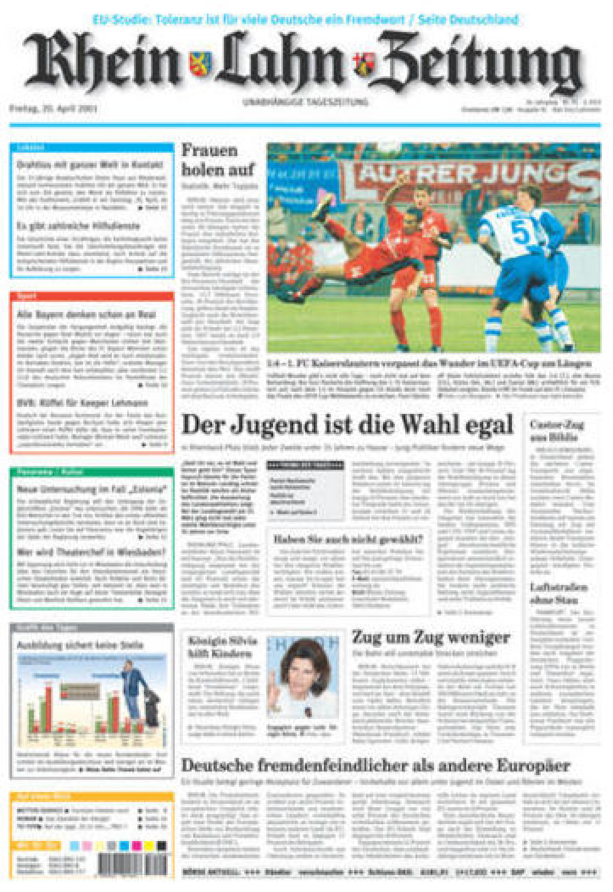 Rhein-Lahn-Zeitung vom Freitag, 20.04.2001