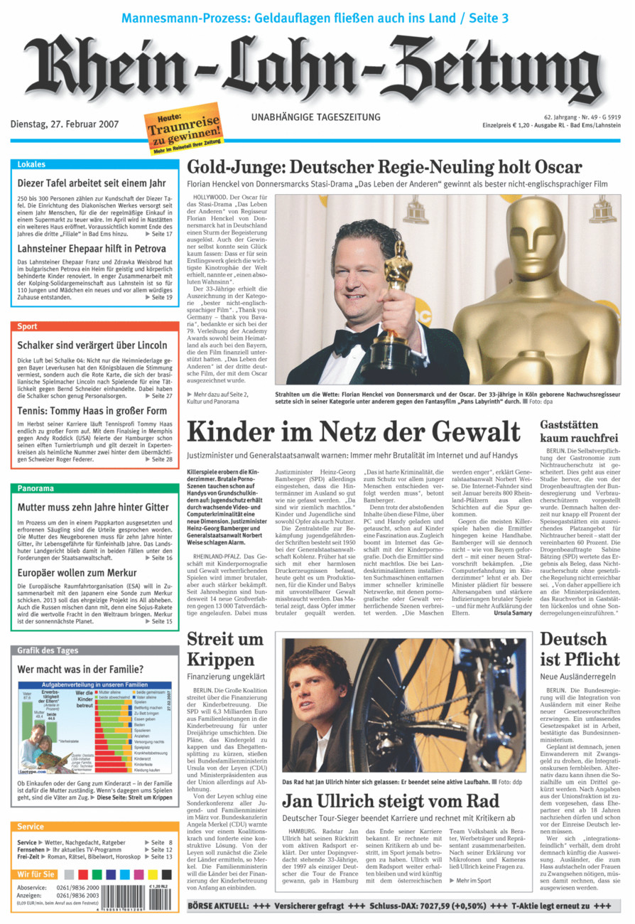 Rhein-Lahn-Zeitung vom Dienstag, 27.02.2007