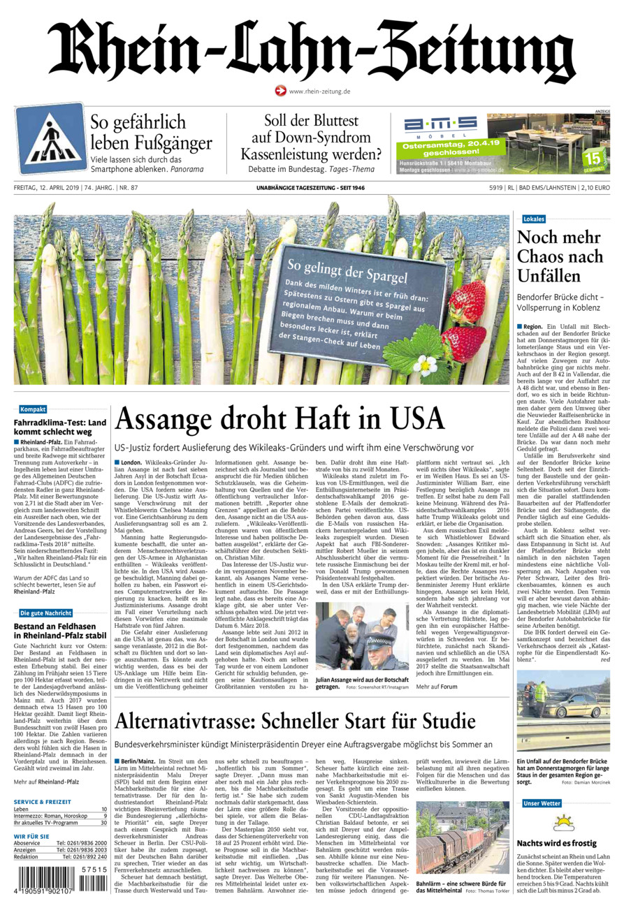 Rhein-Lahn-Zeitung vom Freitag, 12.04.2019