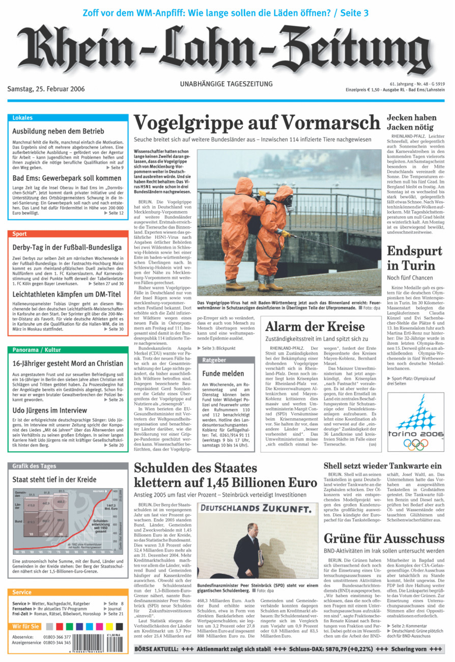 Rhein-Lahn-Zeitung vom Samstag, 25.02.2006
