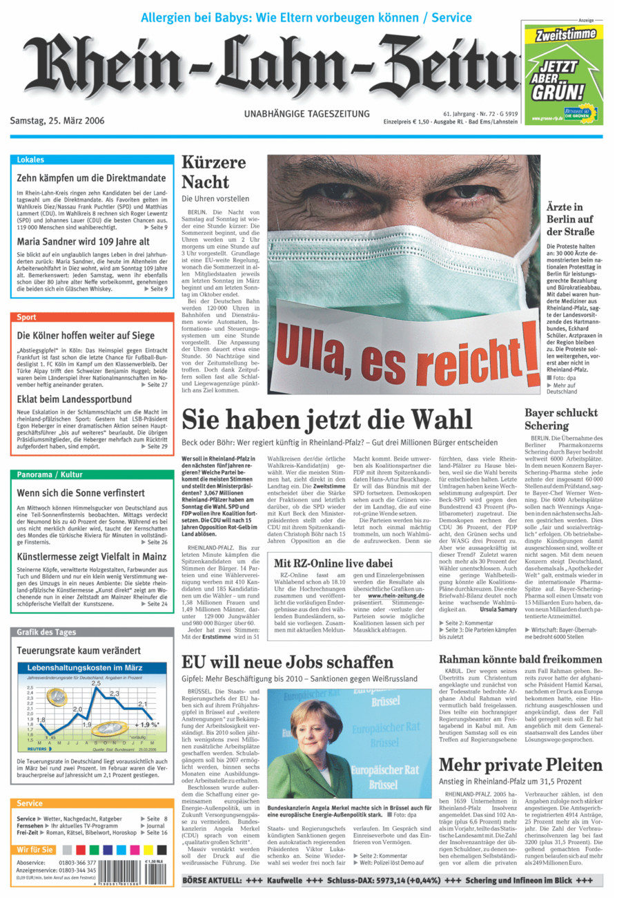 Rhein-Lahn-Zeitung vom Samstag, 25.03.2006