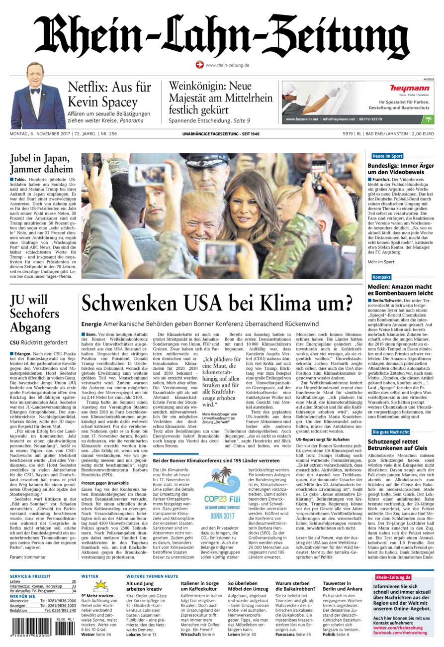 Rhein-Lahn-Zeitung vom Montag, 06.11.2017