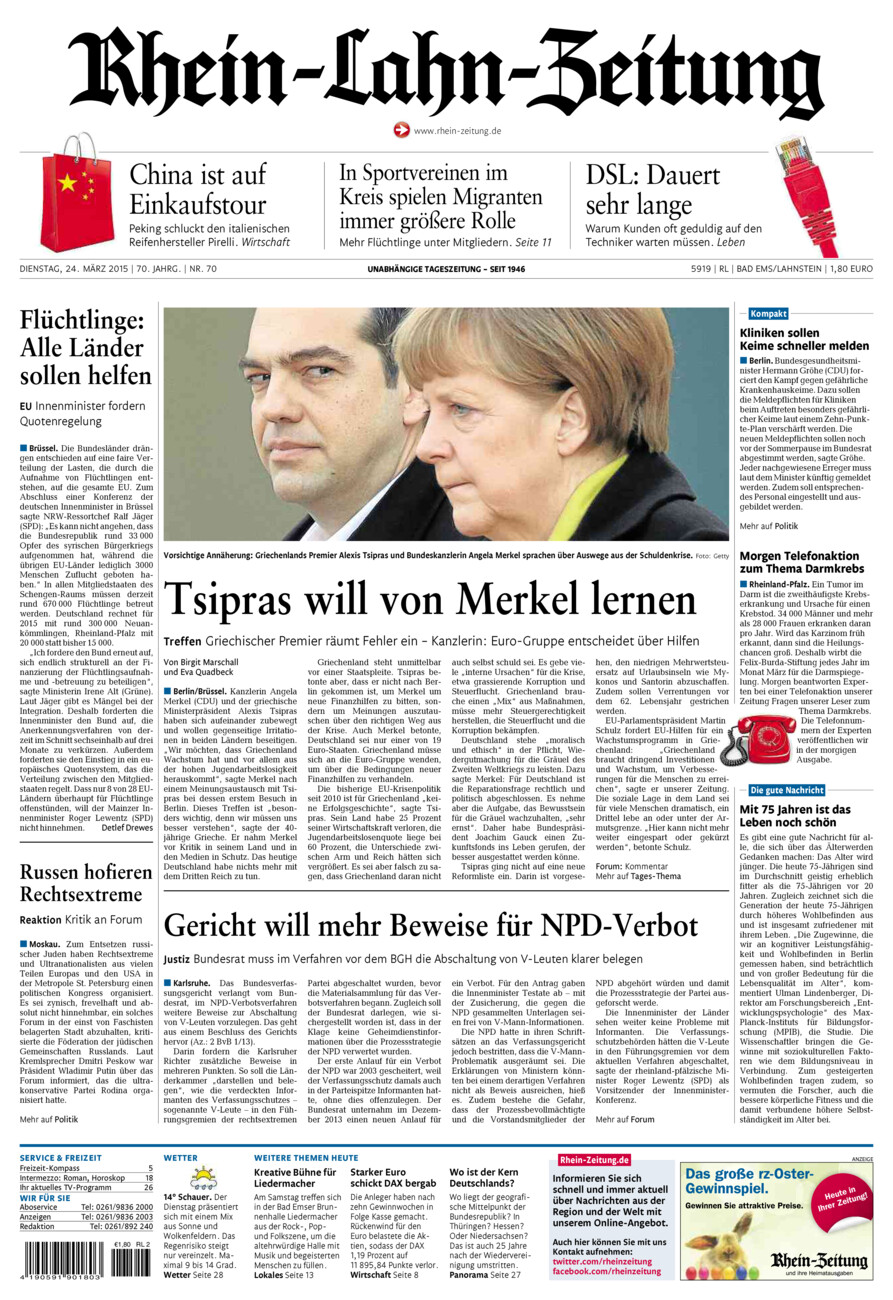 Rhein-Lahn-Zeitung vom Dienstag, 24.03.2015