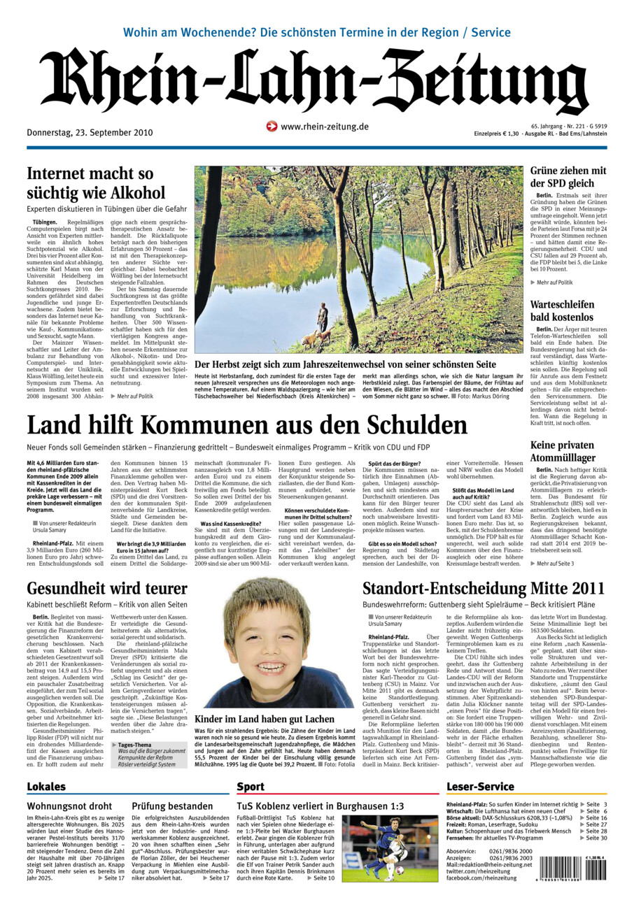Rhein-Lahn-Zeitung vom Donnerstag, 23.09.2010