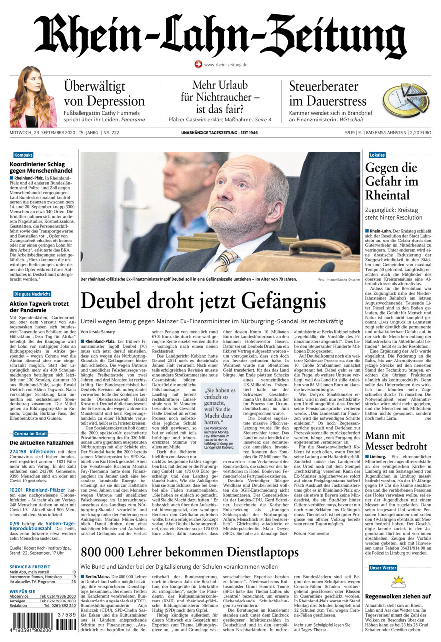 Rhein-Lahn-Zeitung vom Mittwoch, 23.09.2020
