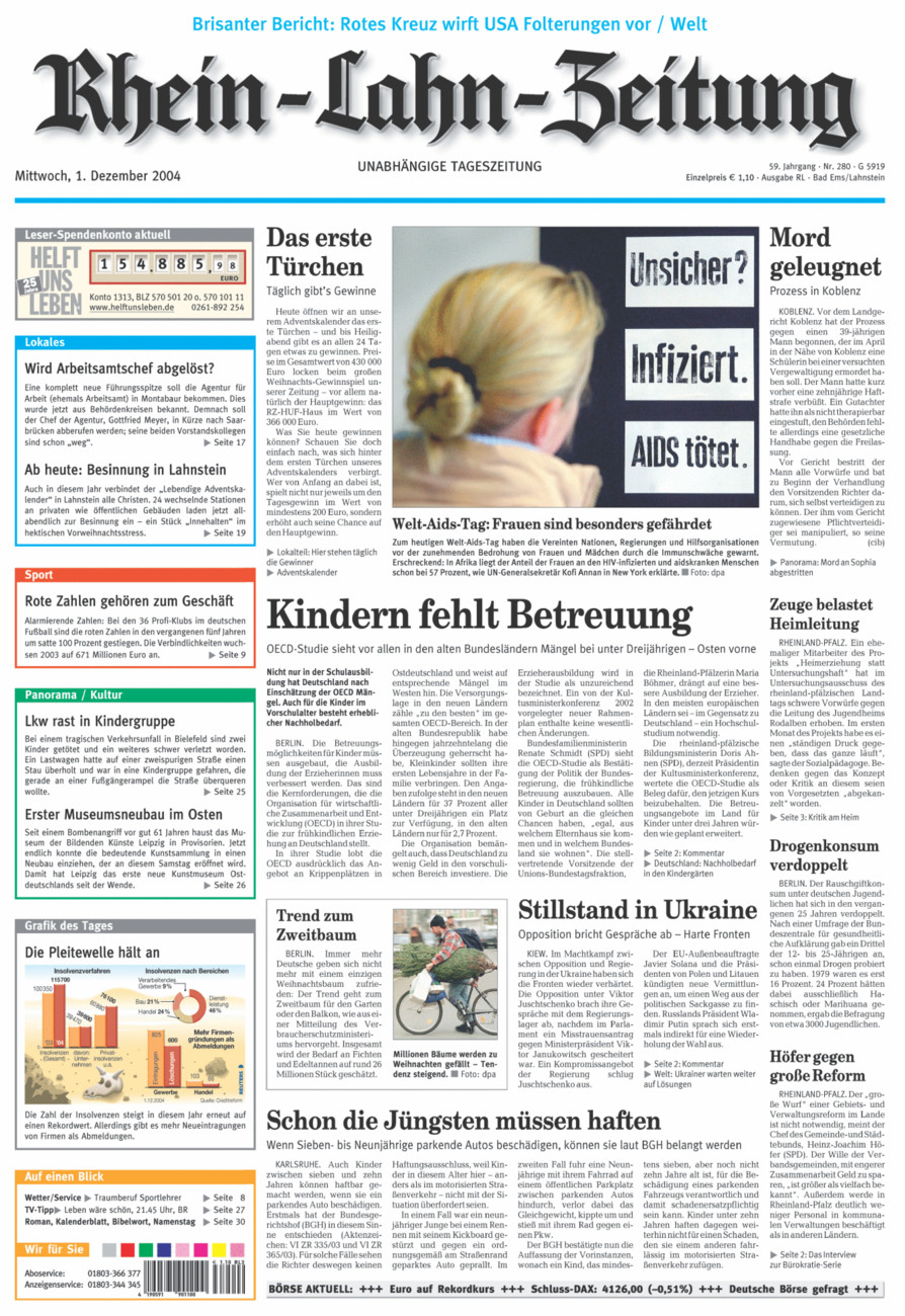 Rhein-Lahn-Zeitung vom Mittwoch, 01.12.2004