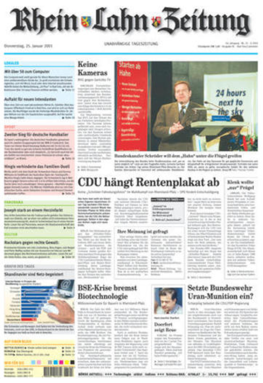 Rhein-Lahn-Zeitung vom Donnerstag, 25.01.2001