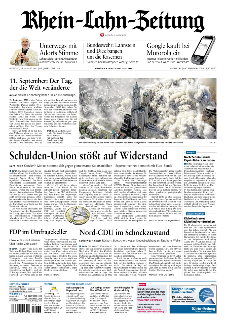 Rhein-Lahn-Zeitung vom Dienstag, 16.08.2011